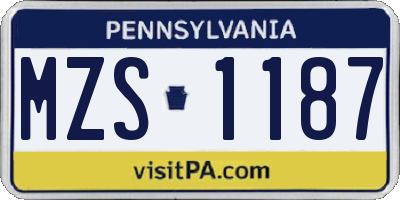 PA license plate MZS1187