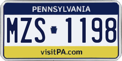 PA license plate MZS1198