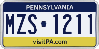 PA license plate MZS1211