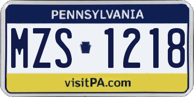 PA license plate MZS1218
