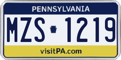 PA license plate MZS1219