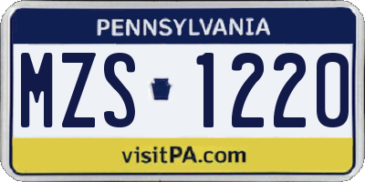 PA license plate MZS1220