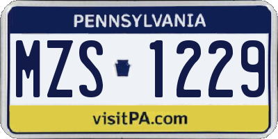 PA license plate MZS1229