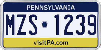 PA license plate MZS1239