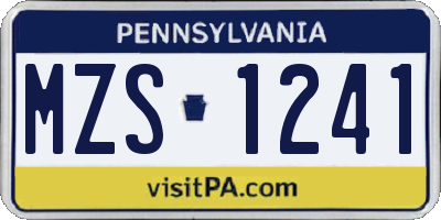 PA license plate MZS1241