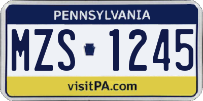 PA license plate MZS1245