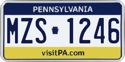 PA license plate MZS1246