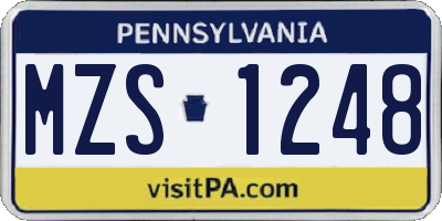 PA license plate MZS1248
