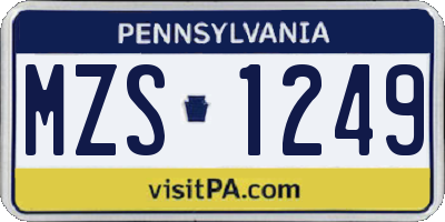 PA license plate MZS1249