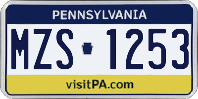PA license plate MZS1253