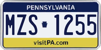 PA license plate MZS1255