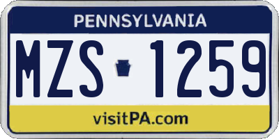 PA license plate MZS1259