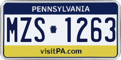 PA license plate MZS1263