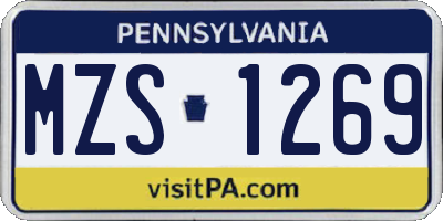 PA license plate MZS1269