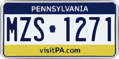 PA license plate MZS1271