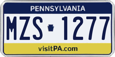 PA license plate MZS1277