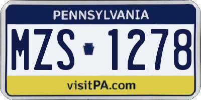 PA license plate MZS1278