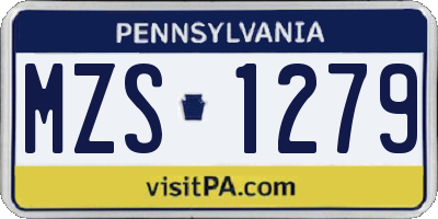 PA license plate MZS1279