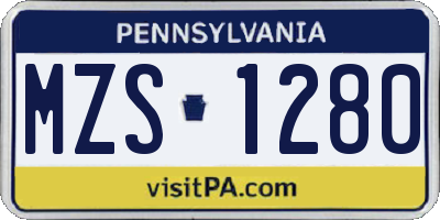 PA license plate MZS1280