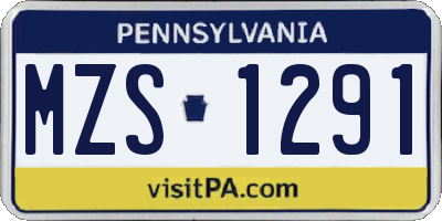 PA license plate MZS1291