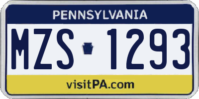 PA license plate MZS1293