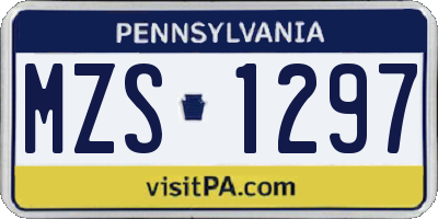 PA license plate MZS1297