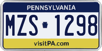 PA license plate MZS1298