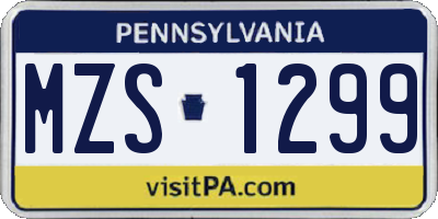 PA license plate MZS1299