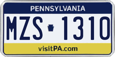 PA license plate MZS1310