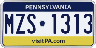 PA license plate MZS1313