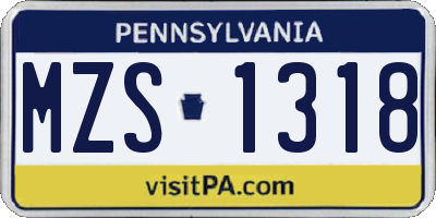 PA license plate MZS1318