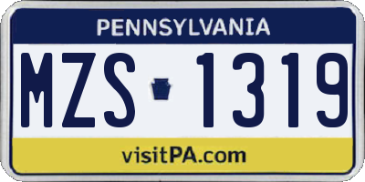 PA license plate MZS1319