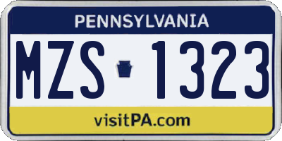 PA license plate MZS1323