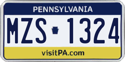 PA license plate MZS1324
