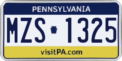 PA license plate MZS1325