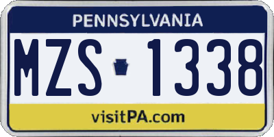 PA license plate MZS1338