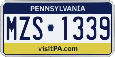 PA license plate MZS1339