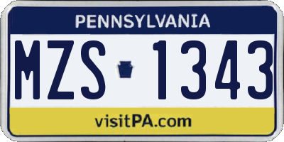 PA license plate MZS1343