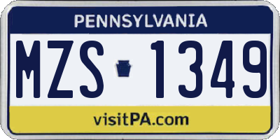 PA license plate MZS1349