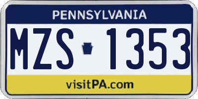 PA license plate MZS1353