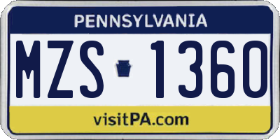 PA license plate MZS1360