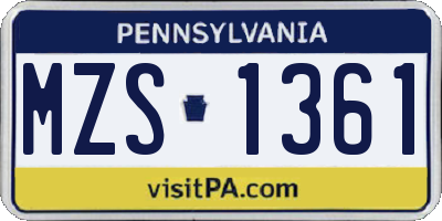 PA license plate MZS1361