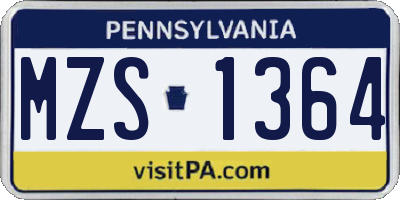 PA license plate MZS1364