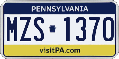 PA license plate MZS1370