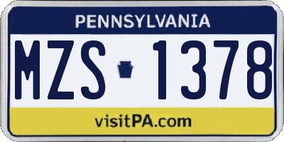 PA license plate MZS1378