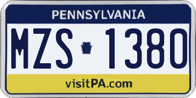 PA license plate MZS1380