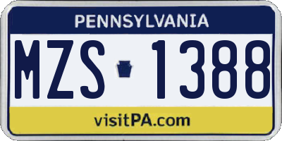 PA license plate MZS1388