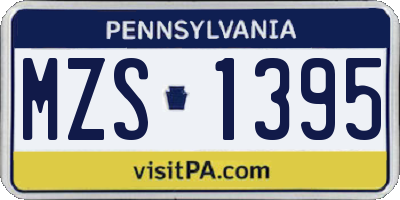 PA license plate MZS1395