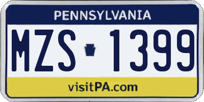 PA license plate MZS1399