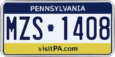 PA license plate MZS1408